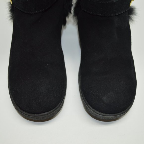 Coach Deeann Black Suede Signature Embossed Fur Boots Women's Size 7B - Picture 4 of 12